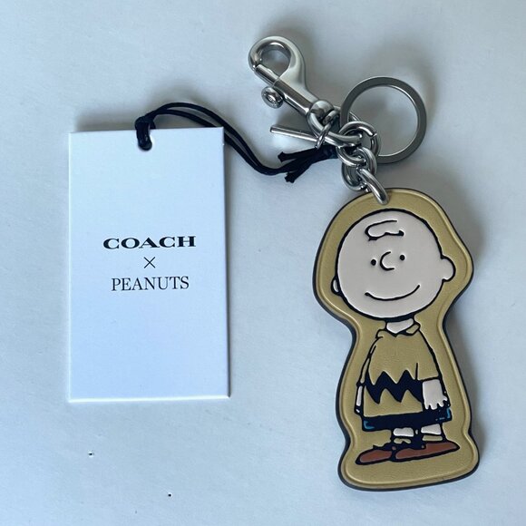 Coach x Peanuts Charlie Brown Leather Bag Charm Keychain CBG59 2025 Anniversary - Picture 3 of 8
